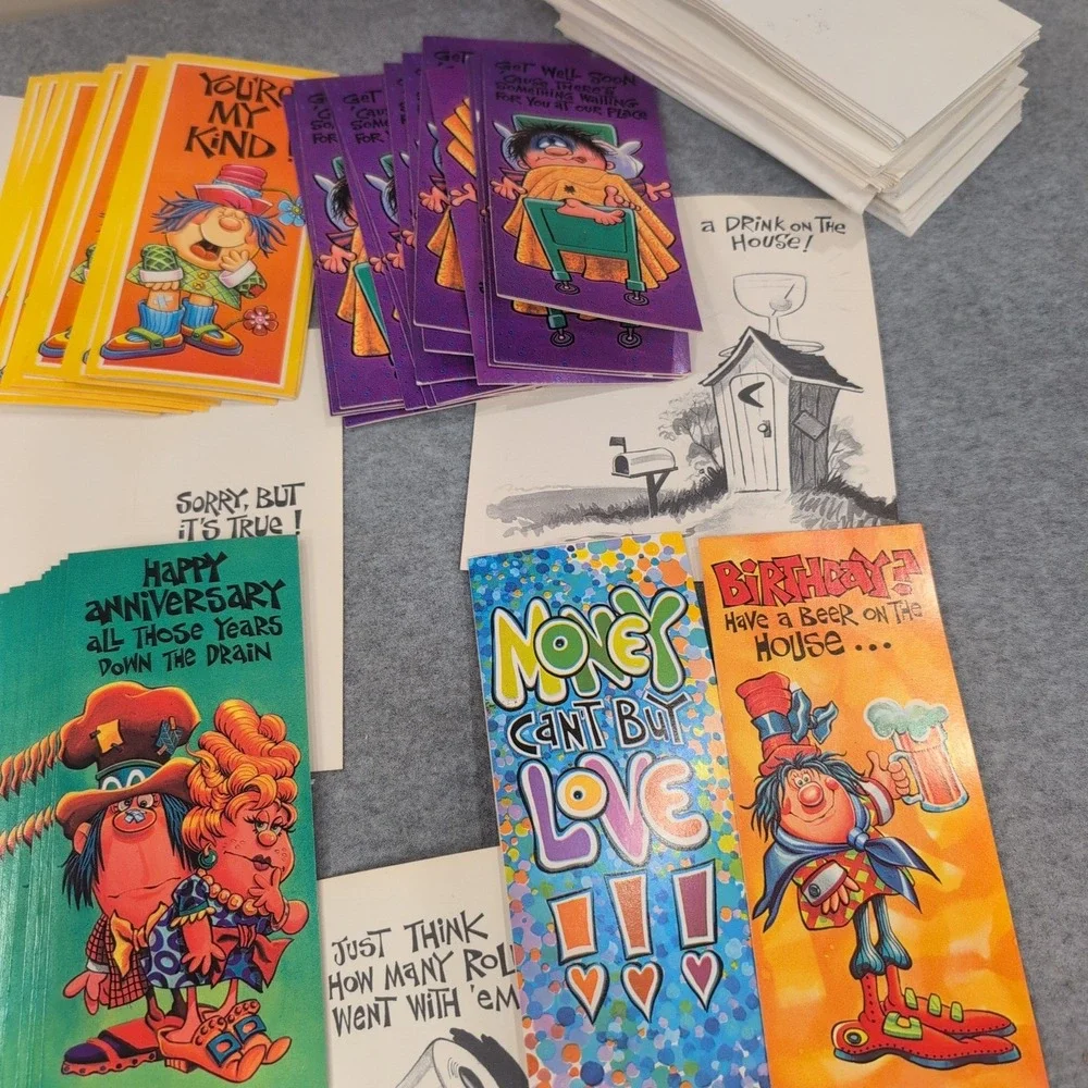 Vintage Style Humorous Greeting Cards Lot 100+ Bulk Variety Birthdays Envelopes - Picture 4 of 5